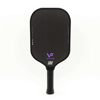 Vatic Pro Prism V7 16mm carbon fiber pickleball paddle with ergonomic grip and sleek design.