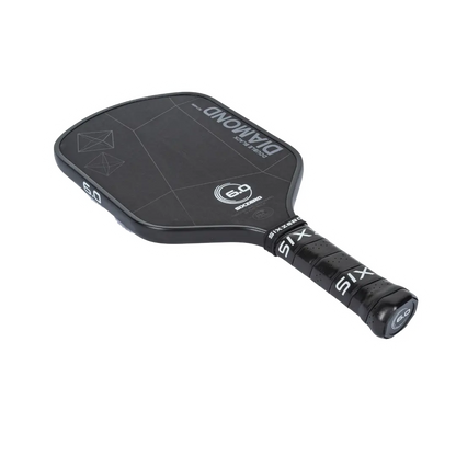 Six Zero Double Black Diamond Control paddle for precision and control in pickleball, featuring revolutionary Raw Carbon Technology.