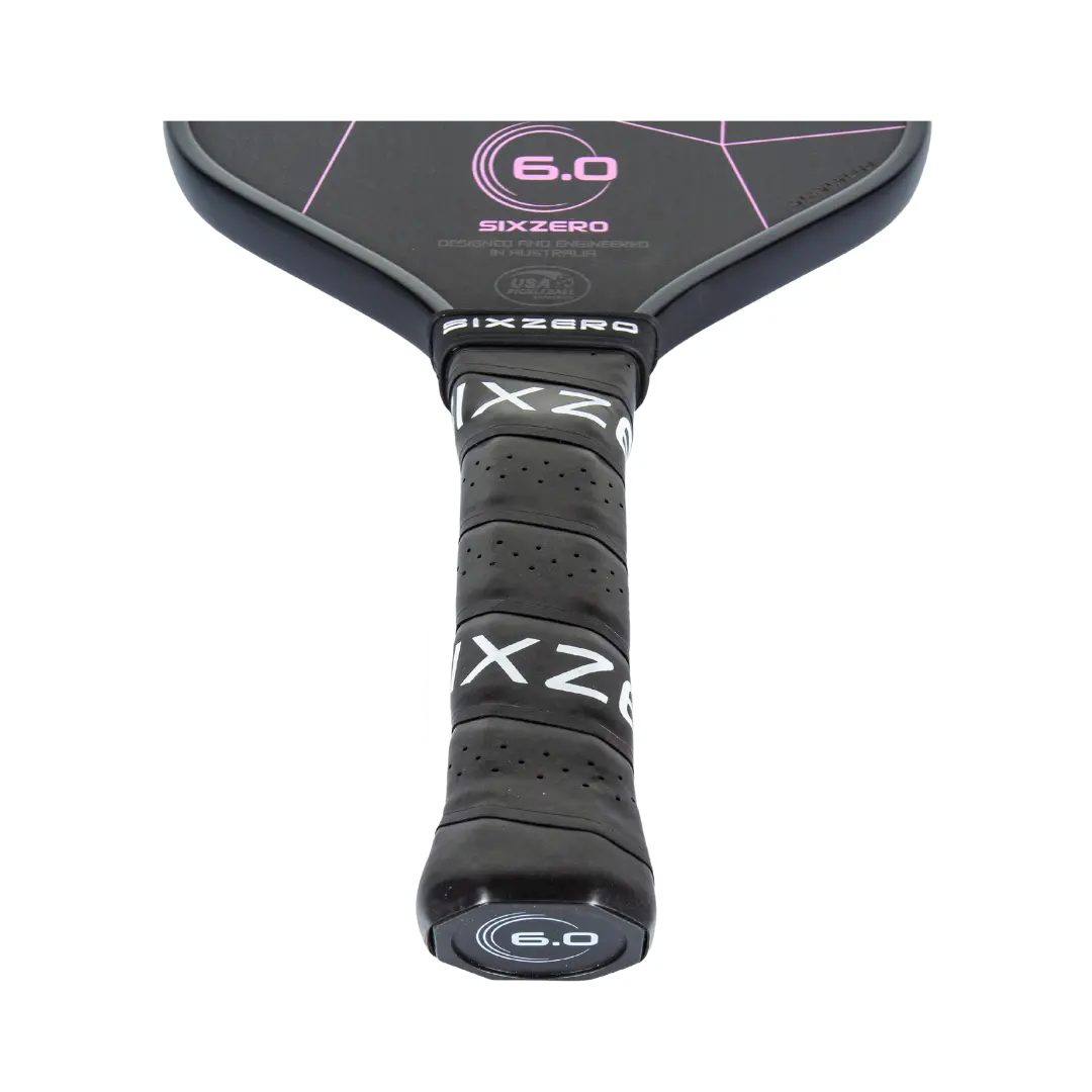 Six Zero Double Black Diamond pickleball paddle with Raw Carbon technology for precision and control.