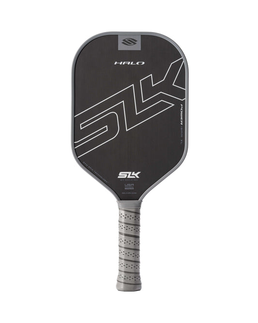 SLK HALO Power XL pickleball paddle featuring T700 Raw Carbon Fiber for superior power and extended reach.