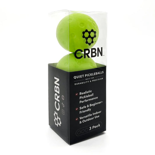CRBN Quiet Pickleballs in packaging, designed for silent training and precision performance, ideal for indoor and outdoor use.