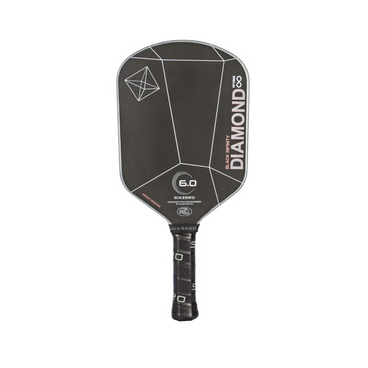 Six Zero Infinity Edgeless Black Diamond Power pickleball paddle with advanced technology for high-performance play