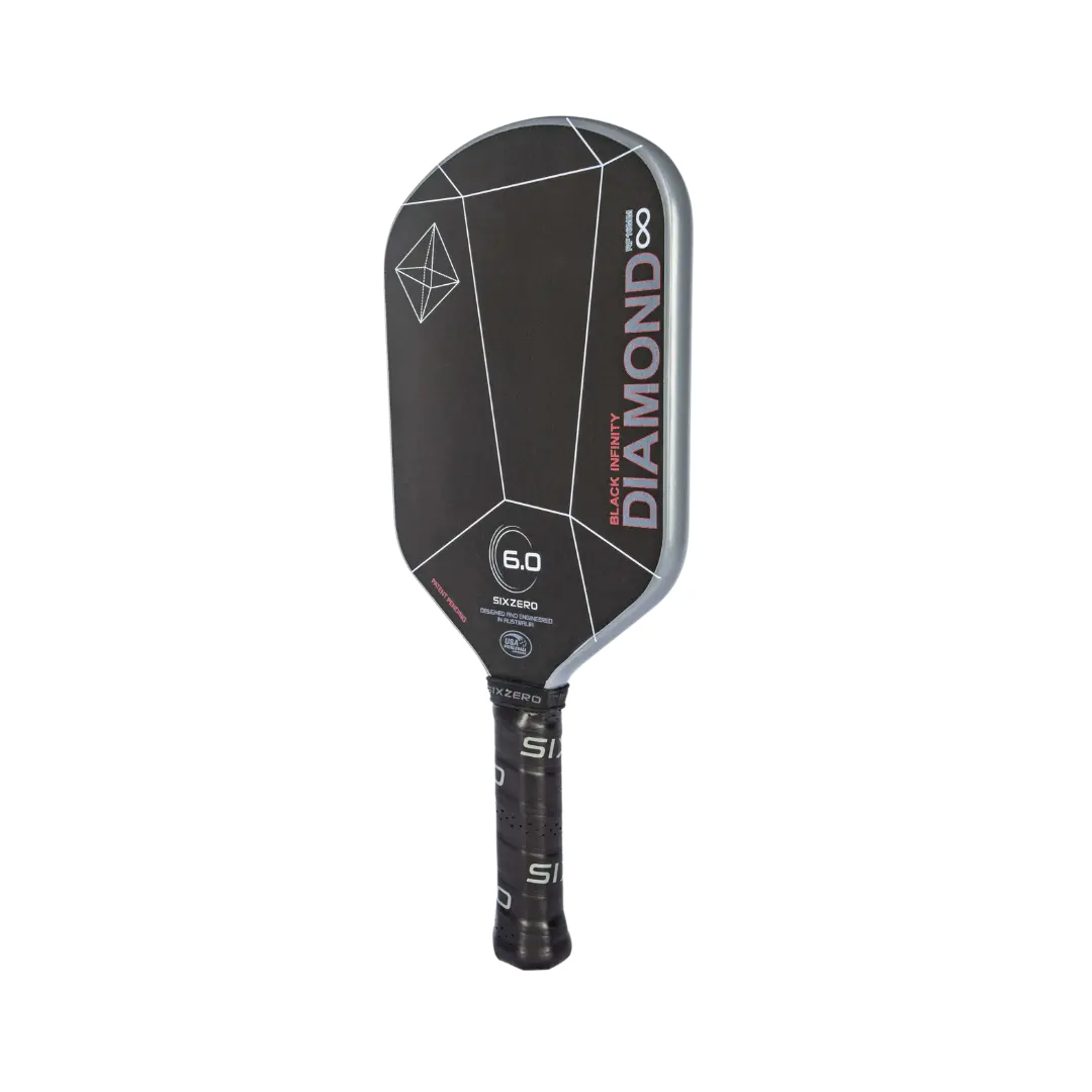 Six Zero Infinity Edgeless Black Diamond Power pickleball paddle, high-performance design with patent-pending edge for unmatched power on the court