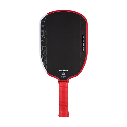 JOOLA Agassi Pro 16mm paddle with red trim, designed for precision and high performance in professional play.