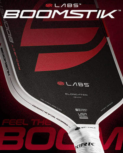 Selkirk LABS Boomstik Pickleball Paddle with elongated shape and longer handle for powerful shots.