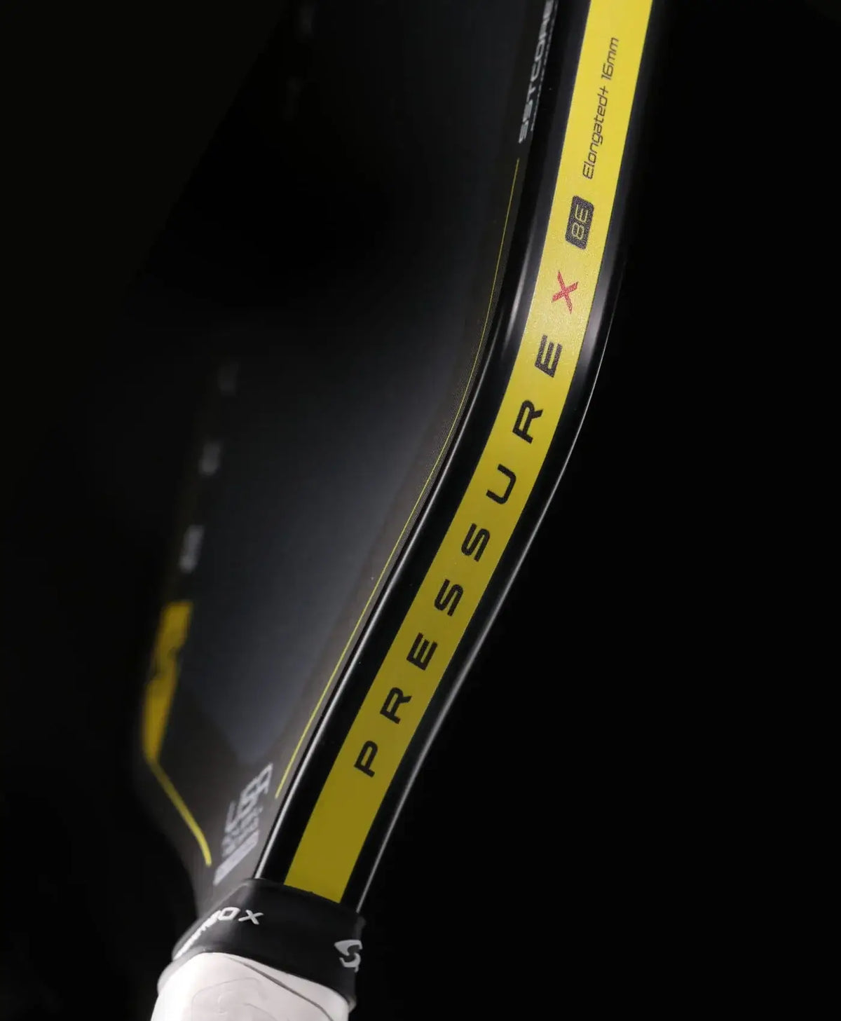 Gearbox Pressure X 8E Elongated racquet showcasing the unique design and branding details.