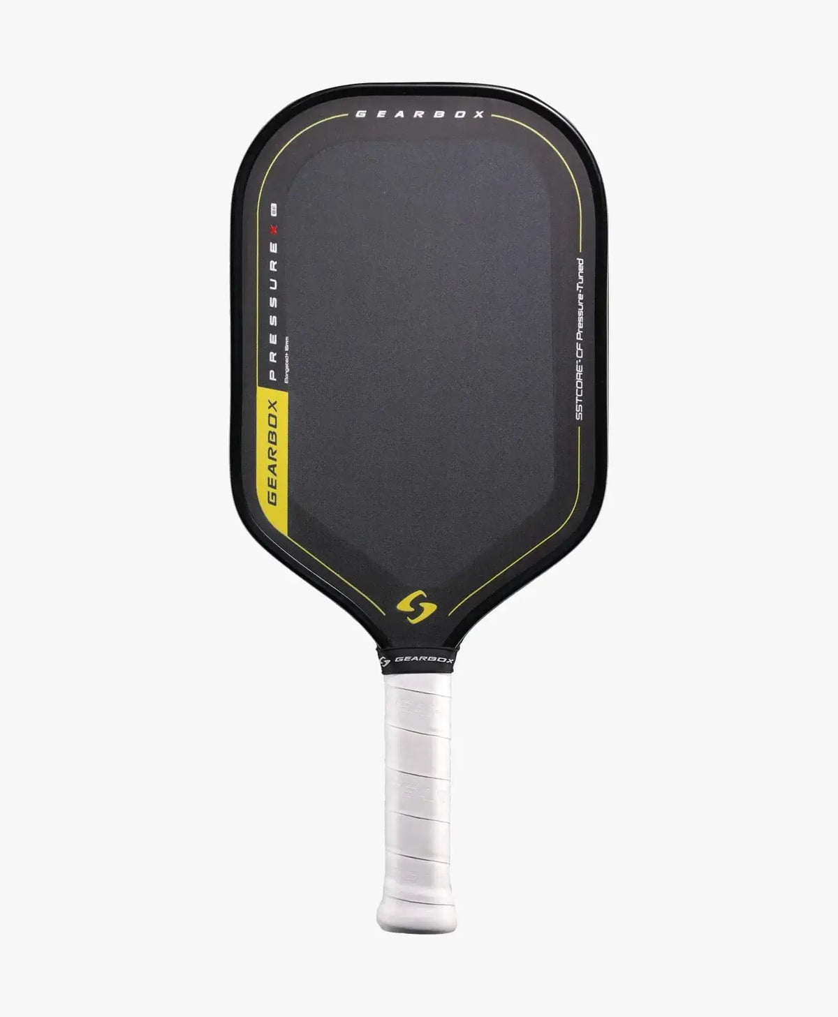 Gearbox Pressure X 8E Elongated paddle front view showcasing design and grip.
