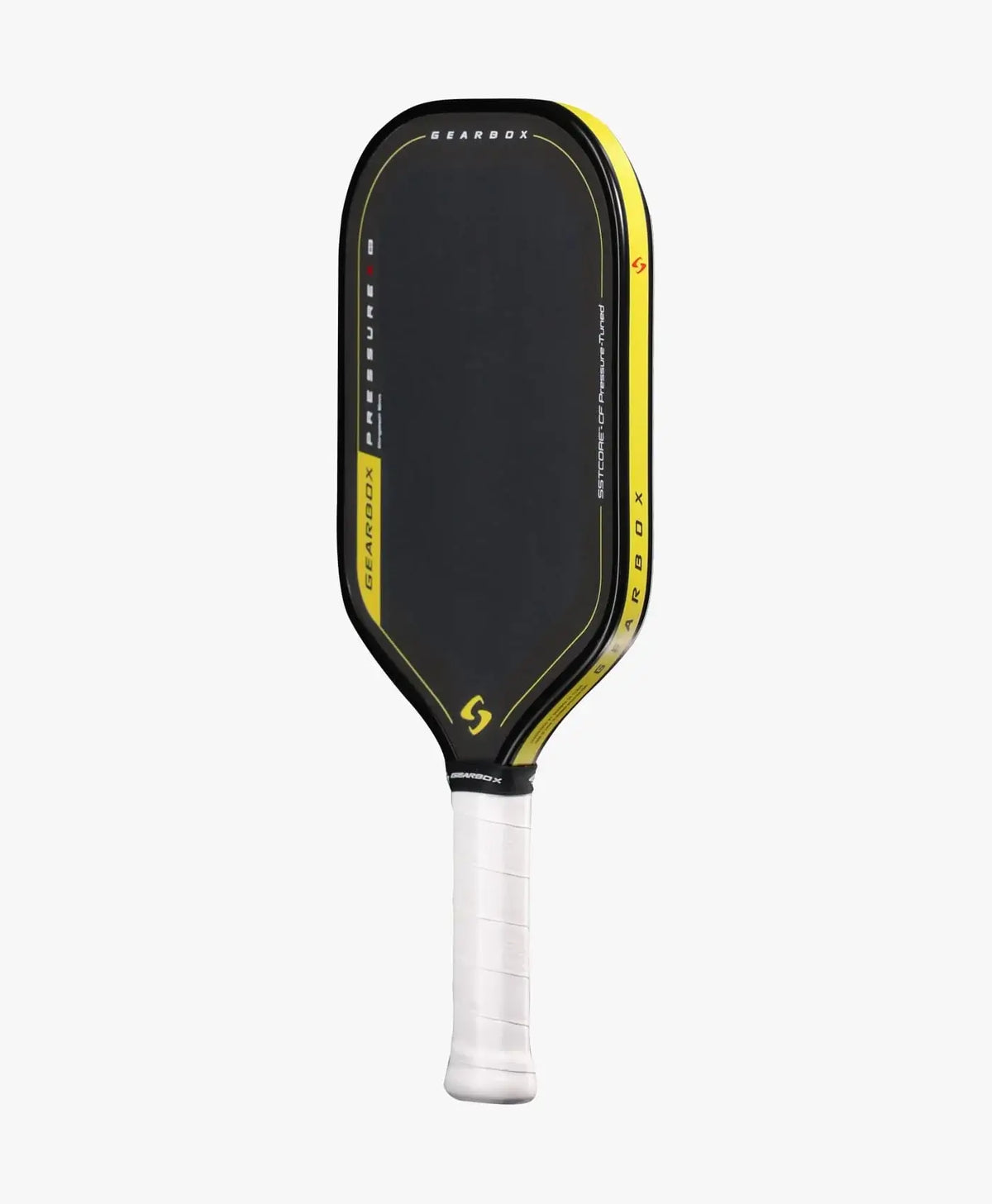 Gearbox Pressure X 8E Elongated pickleball paddle showcasing its unique design and grip.
