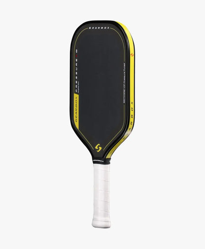 Gearbox Pressure X 8E Elongated pickleball paddle showcasing its unique design and grip.