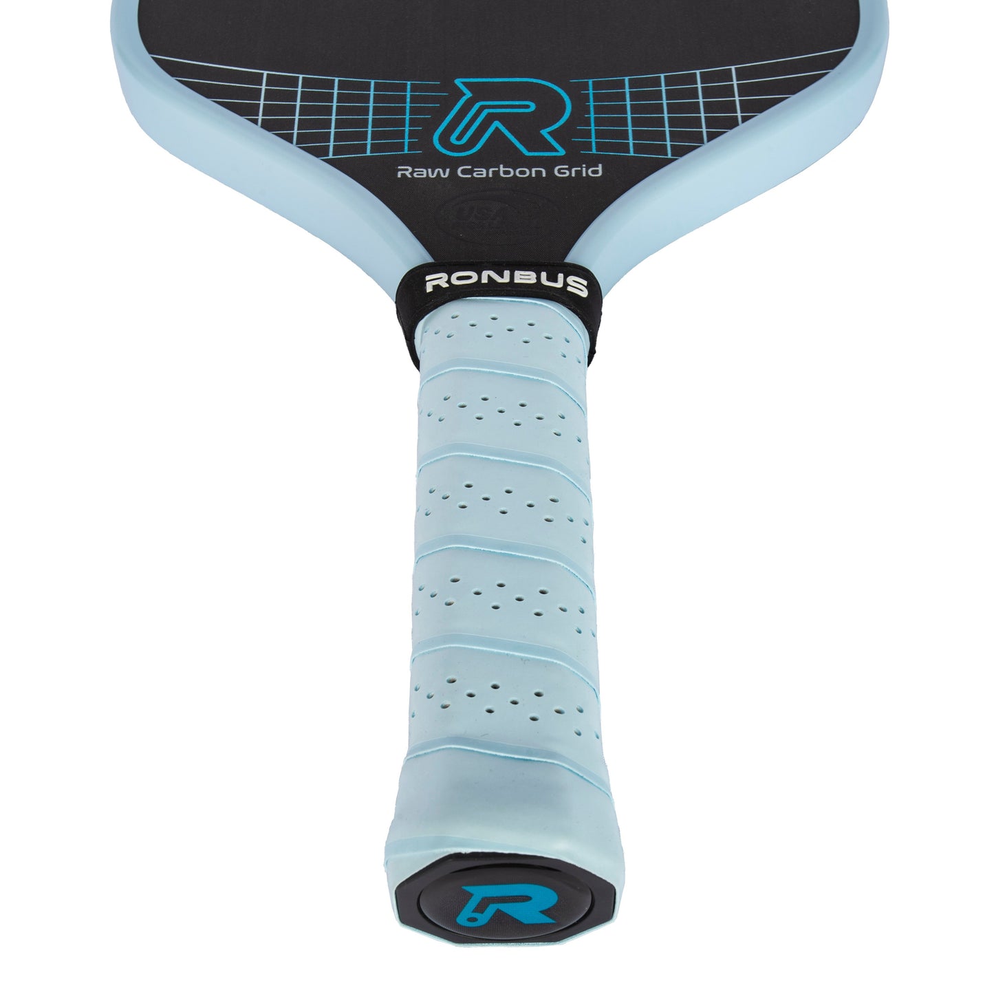 Ronbus R1 Pulsar FX thermoforming paddle with raw carbon grid and patent-pending flexible carbon fiber technology.