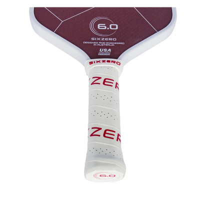 Six Zero Ruby Pickleball Paddle showcasing innovative design and technology for exceptional control and unbeatable spin.