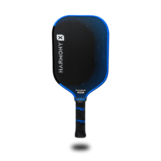 Pickleball Apes Harmony X paddle with honeycomb core and carbon fiber surface for enhanced performance and control.