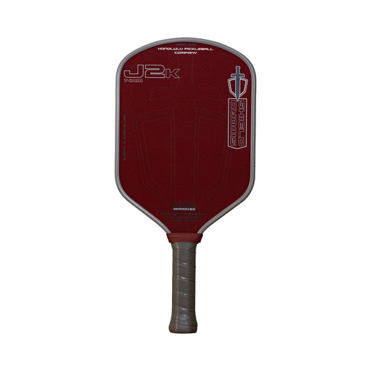 Honolulu Sword & Shield J2K 14mm paddle in red, featuring an AERO HYBRID PLUS shape for power, spin, and control. Pre-order available.