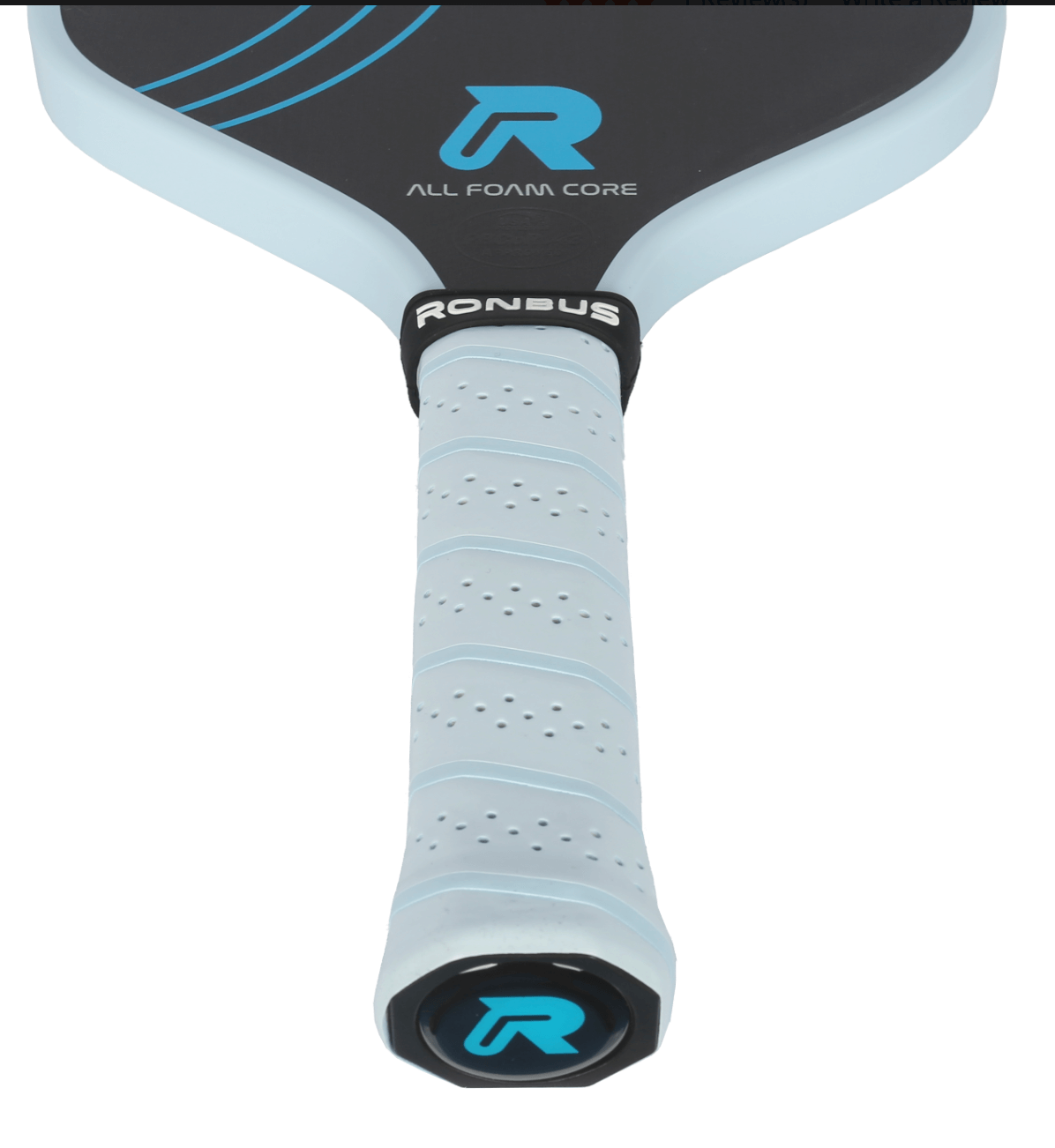 Close-up of Ronbus Quanta R4.16 paddle handle featuring lightweight all foam core technology.