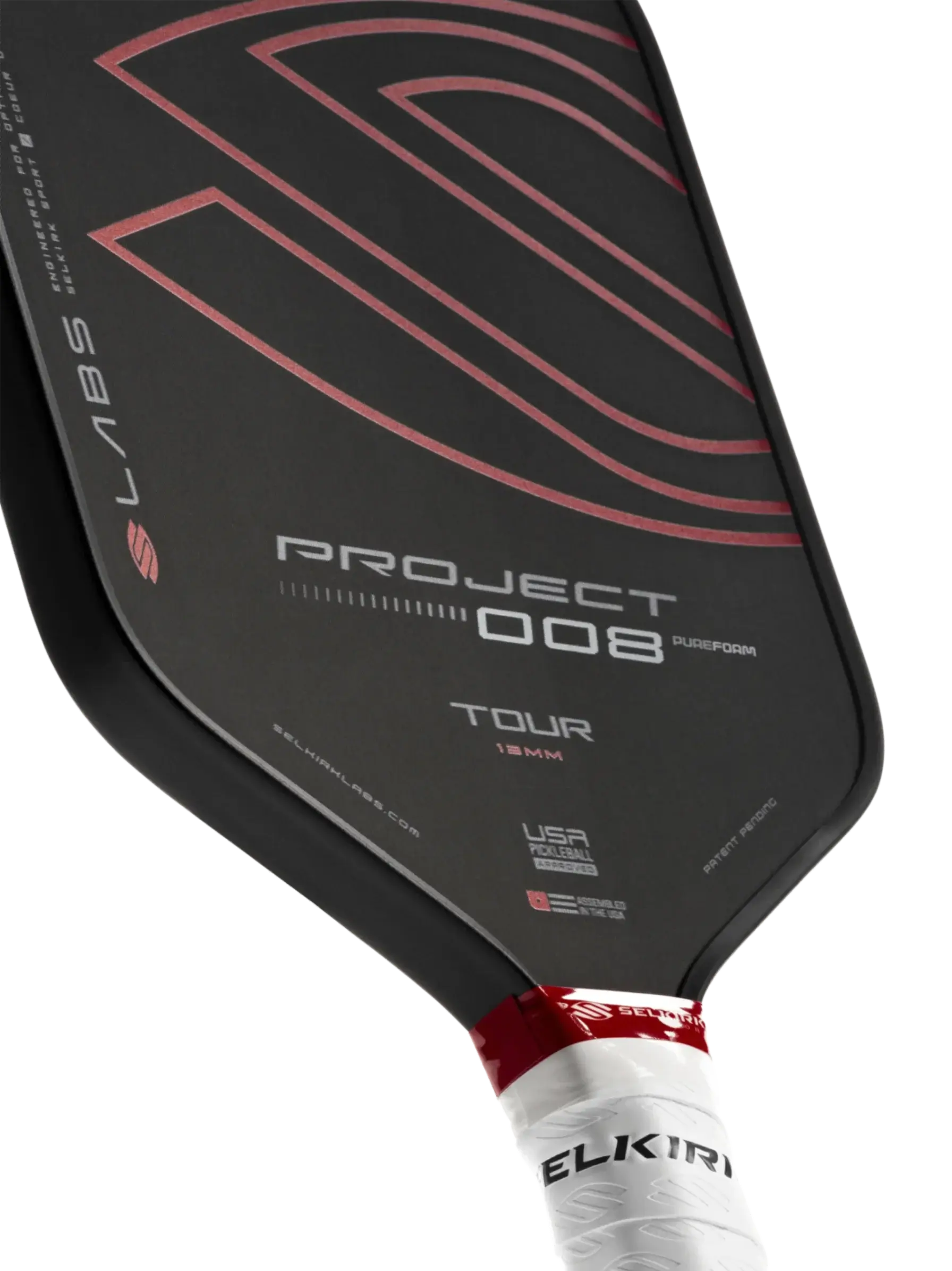 Selkirk LABS Project 008 13mm Tour pickleball paddle showcasing high-density PureFoam core technology.