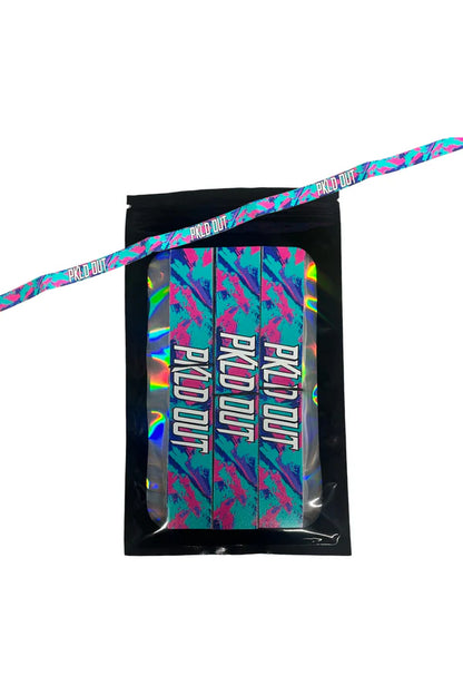 PKLDOUT Paddle Edge Tape package showing vibrant design tape for paddle protection, sold per piece, features multi-colored pattern.