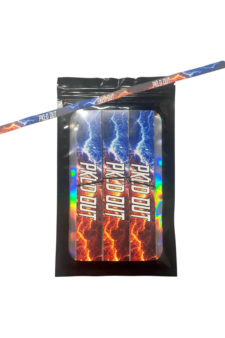 PKLDOUT Paddle Edge Tape in colorful packaging, showcasing three pieces with a vibrant lightning design, sold individually.