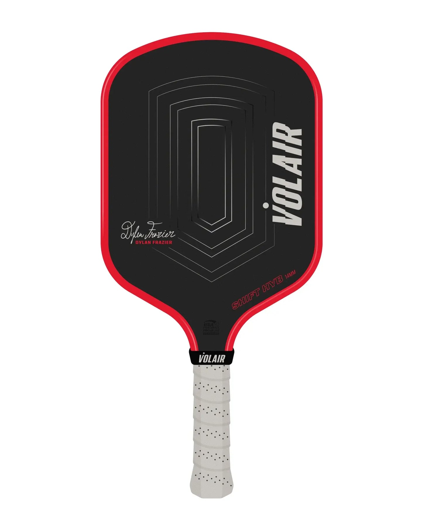 Volair SHIFT HYB Pickleball Paddle 14mm – Dylan Fraizer signature paddle featuring a vibrant black and red design.