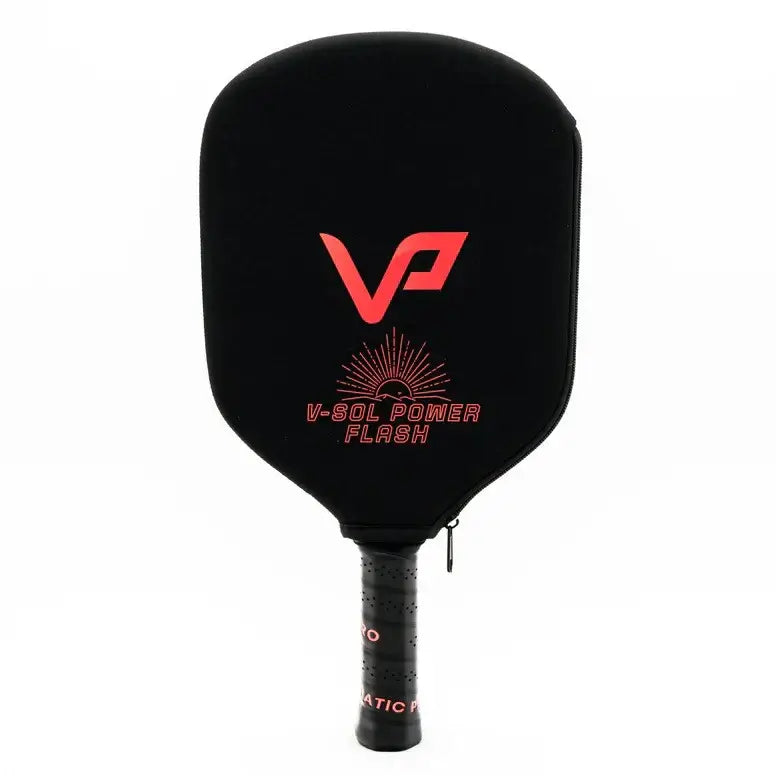Vatic Pro V-SOL POWER Flash Launch Edition paddle showcasing its sleek black design and red branding.