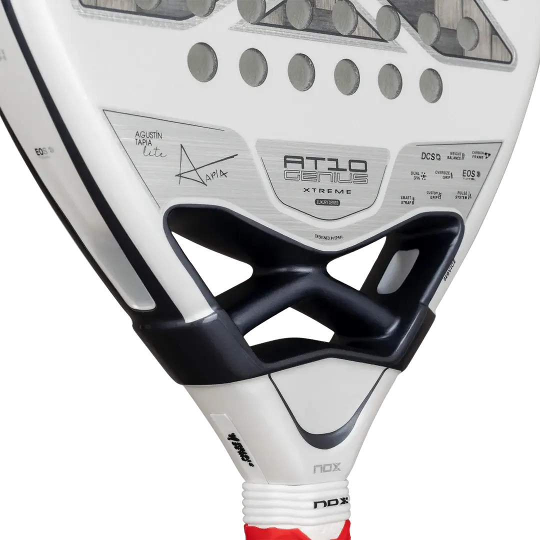 NOX AT10 LUXURY GENIUS 12K ALUM XTREM LITE 2026 BY AGUSTÍN TAPIA paddle close-up showing unique features and design.
