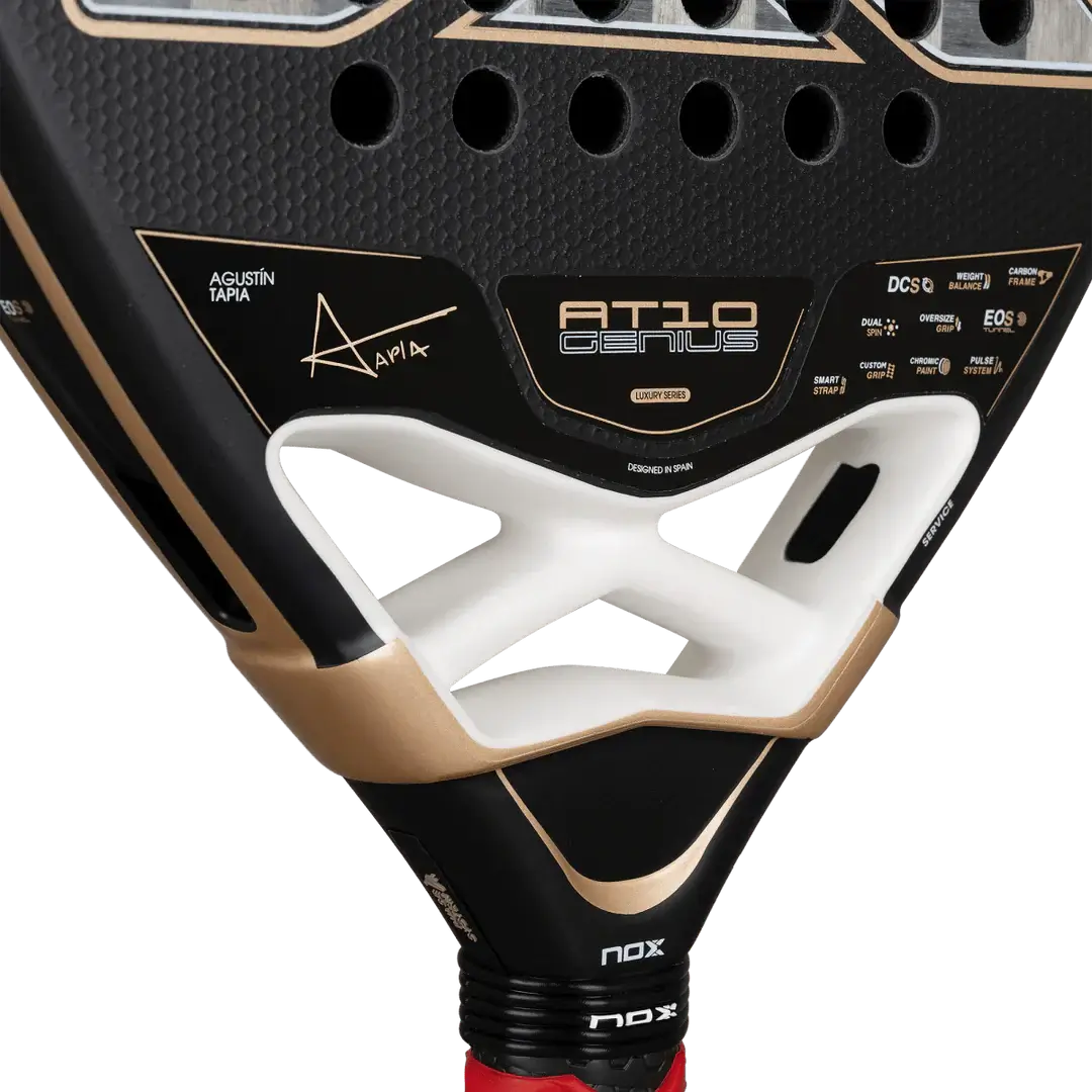 NOX AT10 LUXURY GENIUS 18K ALUM 2026 BY AGUSTÍN TAPIA close-up of racket design and features