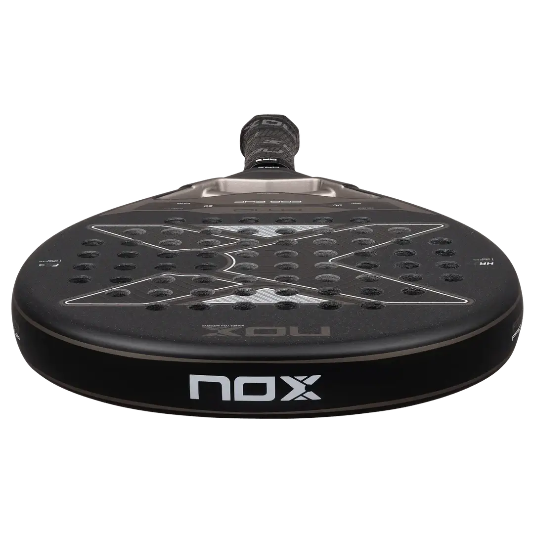 NOX AT10 PRO CUP HARD BY AGUSTÍN TAPIA paddle racket front view with black design and advanced features.