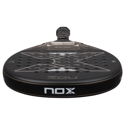 NOX AT10 PRO CUP HARD BY AGUSTÍN TAPIA paddle racket front view with black design and advanced features.