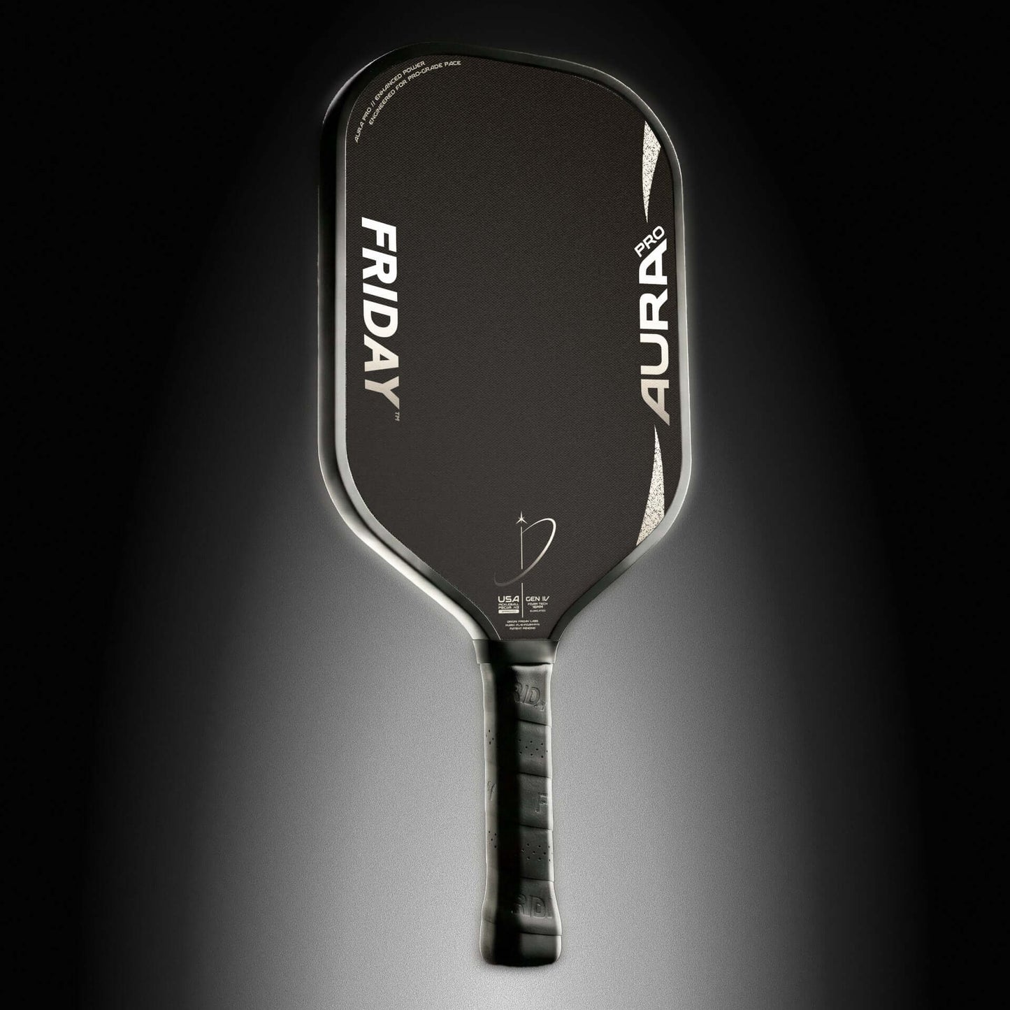 Friday AURA PRO - Elongated paddle showcasing its sleek design and high-performance features.