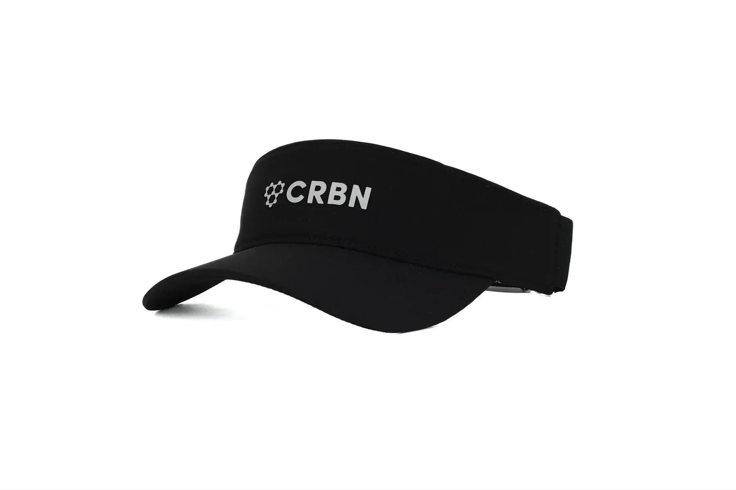 CRBN Performance Visor in black with adjustable strap and breathable mesh liner for comfort.
