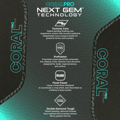 Six Zero Coral Pro 16mm technology details including Tectonic Core and Double Diamond Tough features.