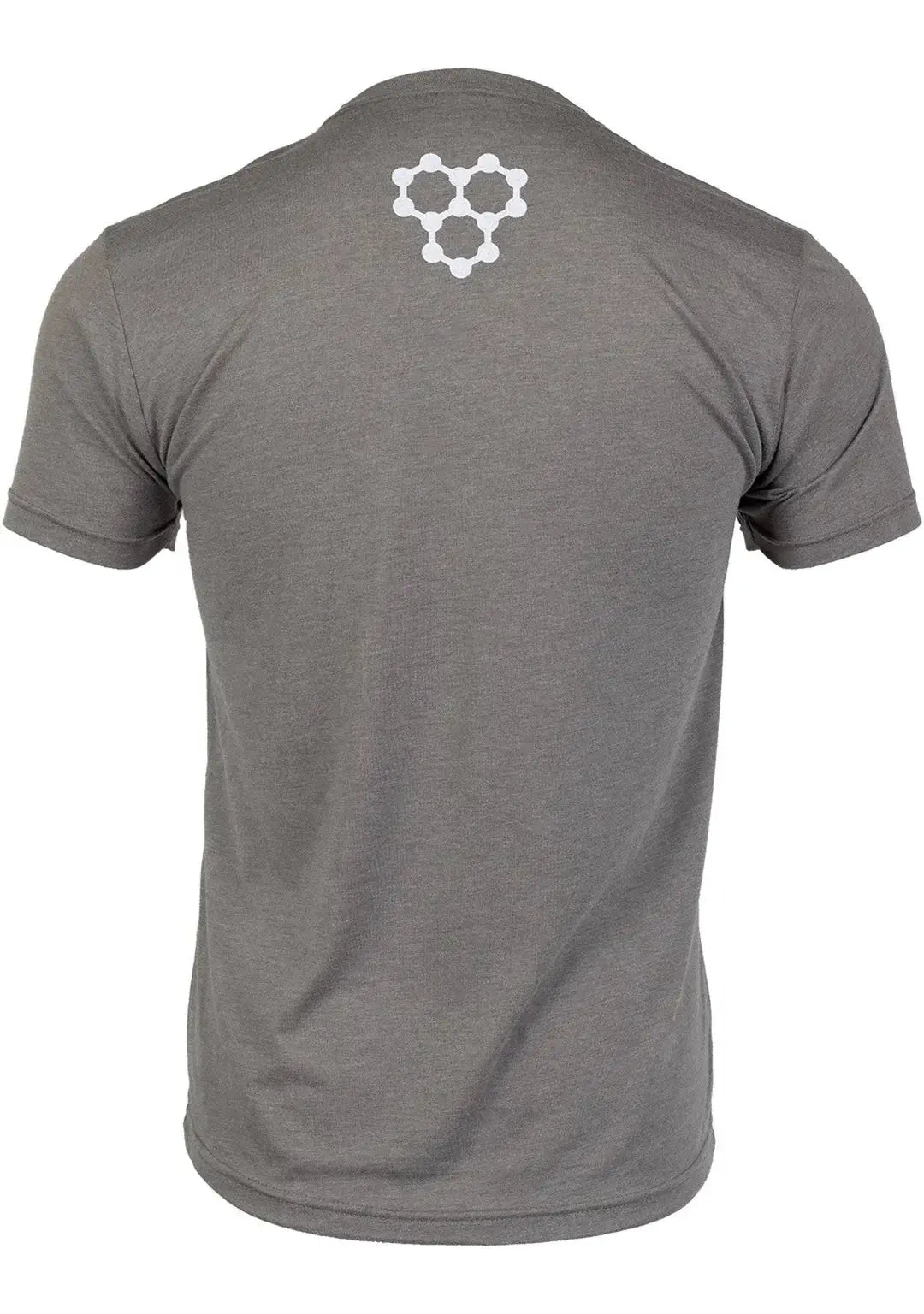 Back view of a gray men's tee featuring a stylish logo design, perfect for comfort on and off the court.