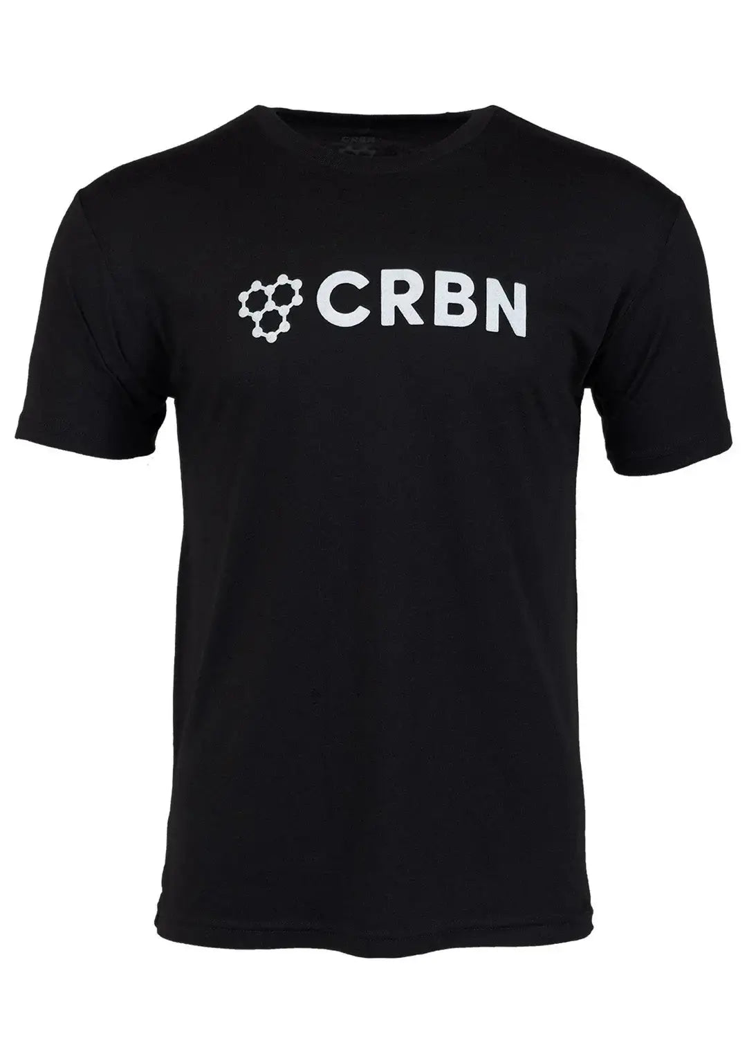 Black men's tee featuring center chest logo 'CRBN' for comfort and style on and off the court.