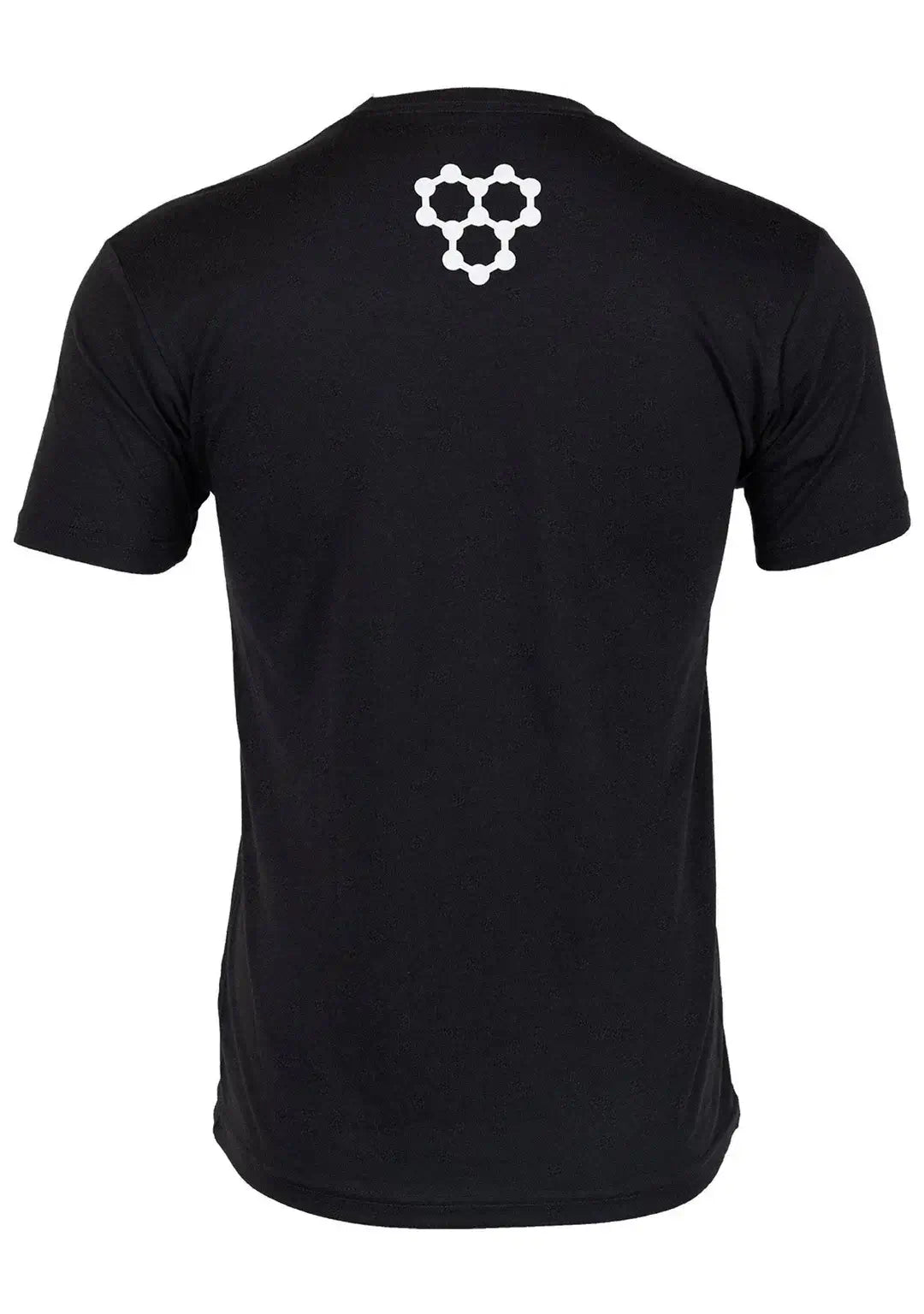 Back view of a black men's tee featuring a center chest logo, crafted for comfort and style.
