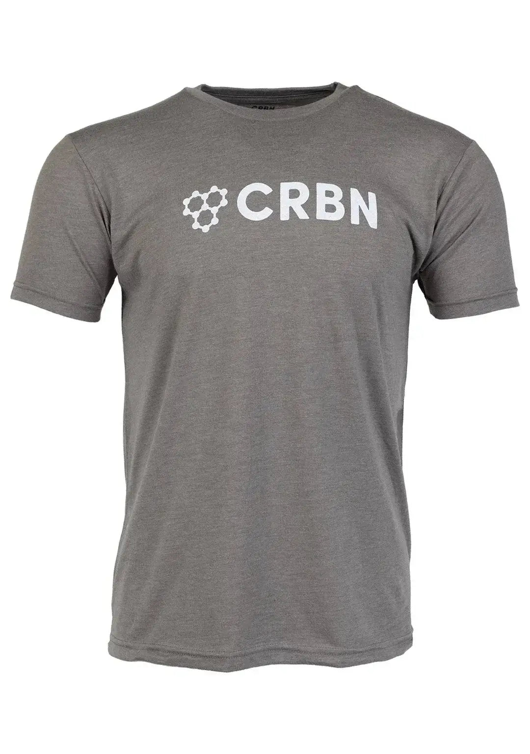 Center Chest Logo Men's Tee in gray, combining comfort and style with 50% polyester, 25% cotton, 25% rayon for peak performance.