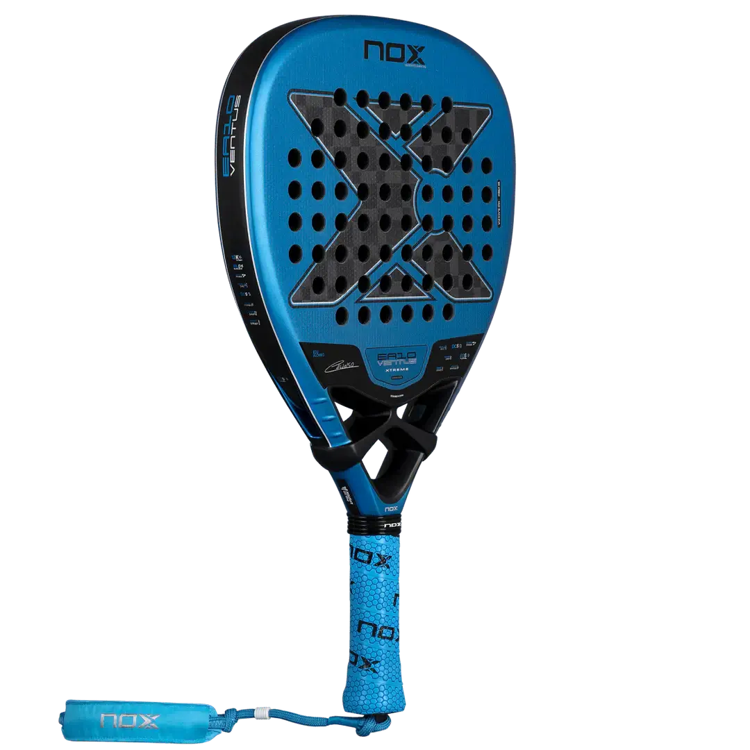NOX EA10 VENTUS ATTACK 12K XTREM BY EDU ALONSO paddle with diamond shape and blue design.