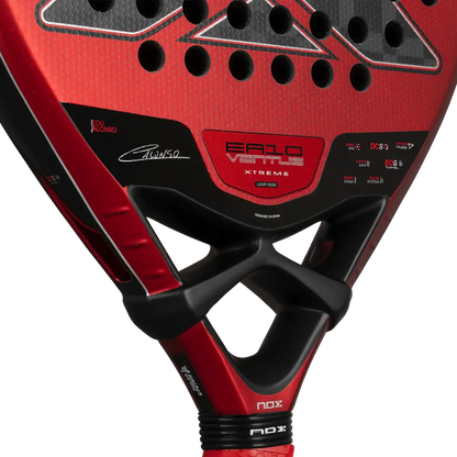 NOX EA10 VENTUS HYBRID 12K XTREM BY EDU ALONSO padel racket close-up showing design and features