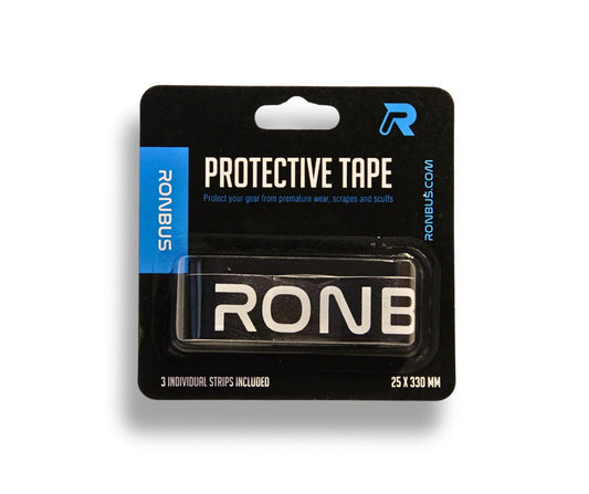 Ronbus Edge Guard Tape 3-Pack in Urethane with Glass Fiber, 25mm x 330mm, for 14mm and 16mm paddles, in retail packaging.