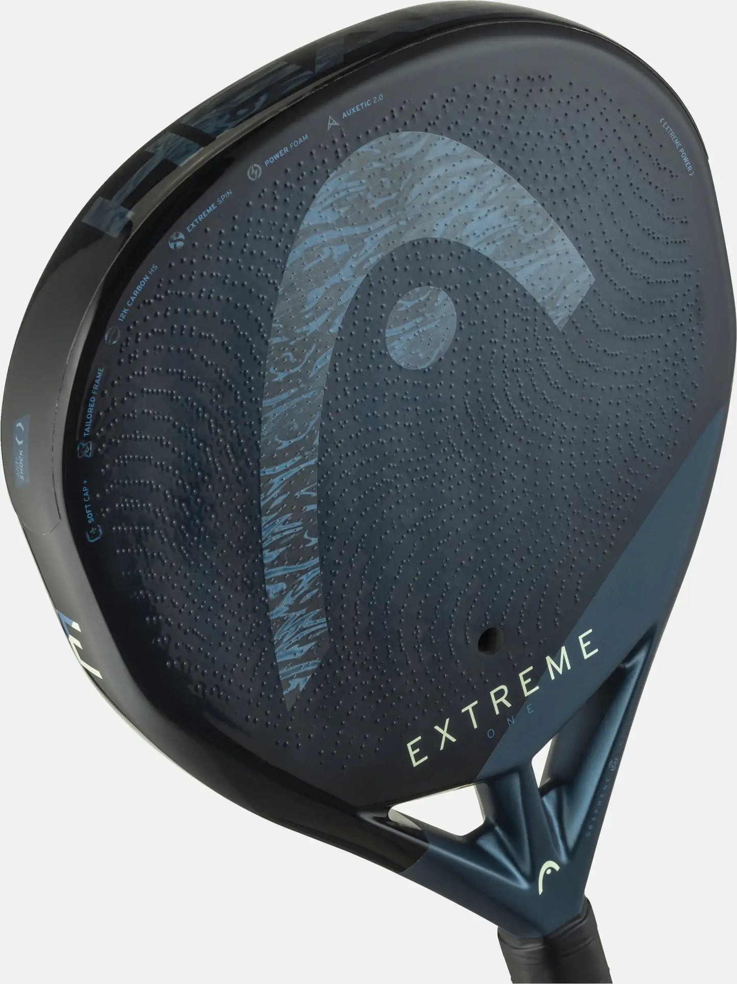 HEAD Extreme One Padel Racquet close-up view showcasing design and technology features.