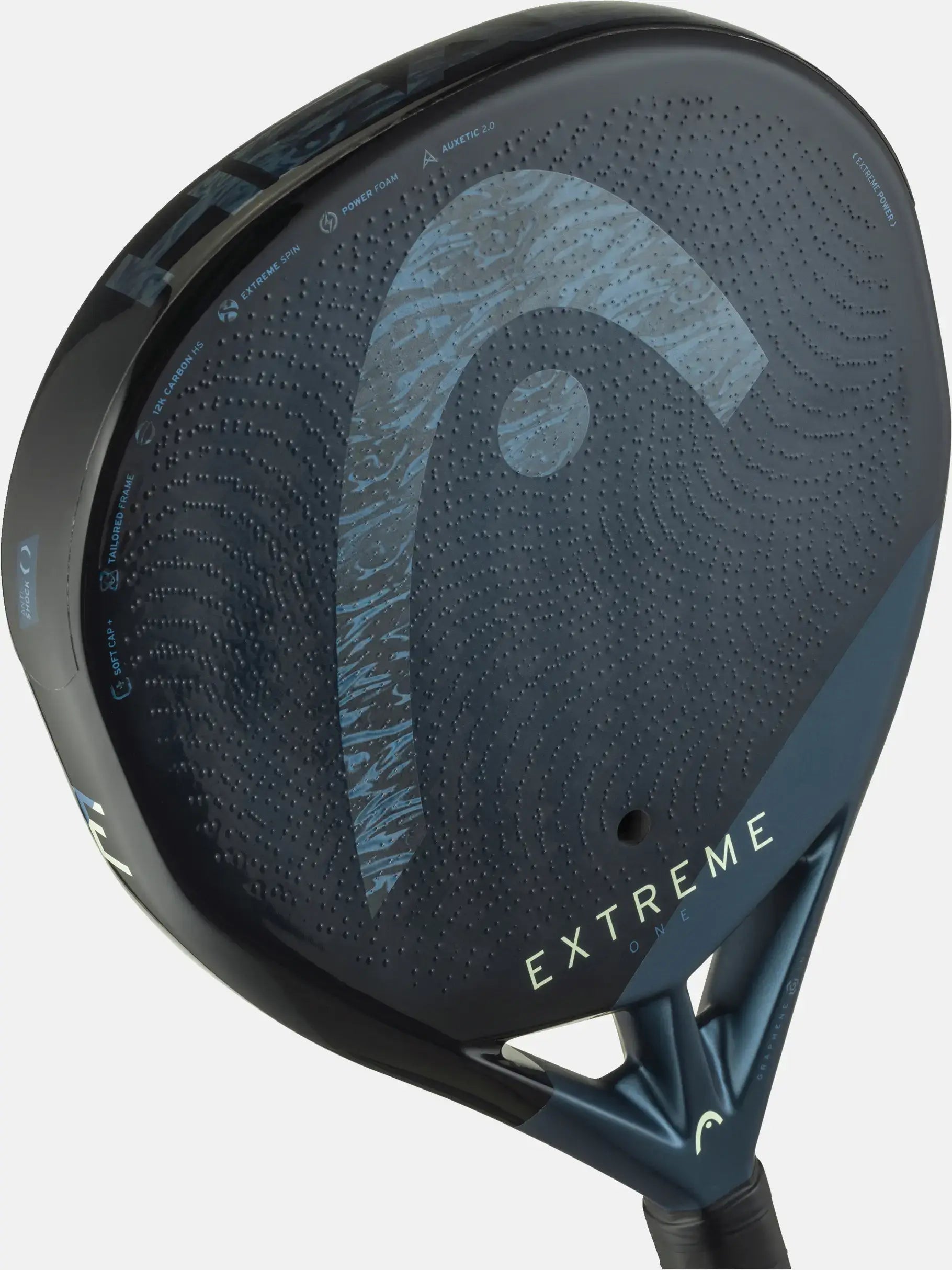 HEAD Extreme One Padel Racquet close-up view showcasing design and technology features.