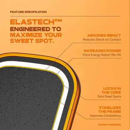 Friday Aura Pro -  Elongated (Limited Metallic Series) feature specification with Elastech technology details.