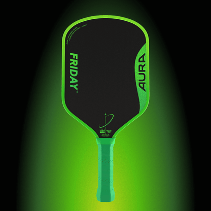 Friday AURA - Hybrid paddle featuring a vibrant green design and optimized features for power and control.