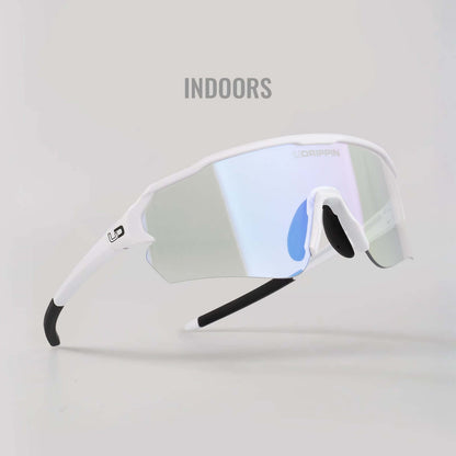 Udrippin "HAVOK" Sunglasses  - White displayed indoors with photochromic lenses.