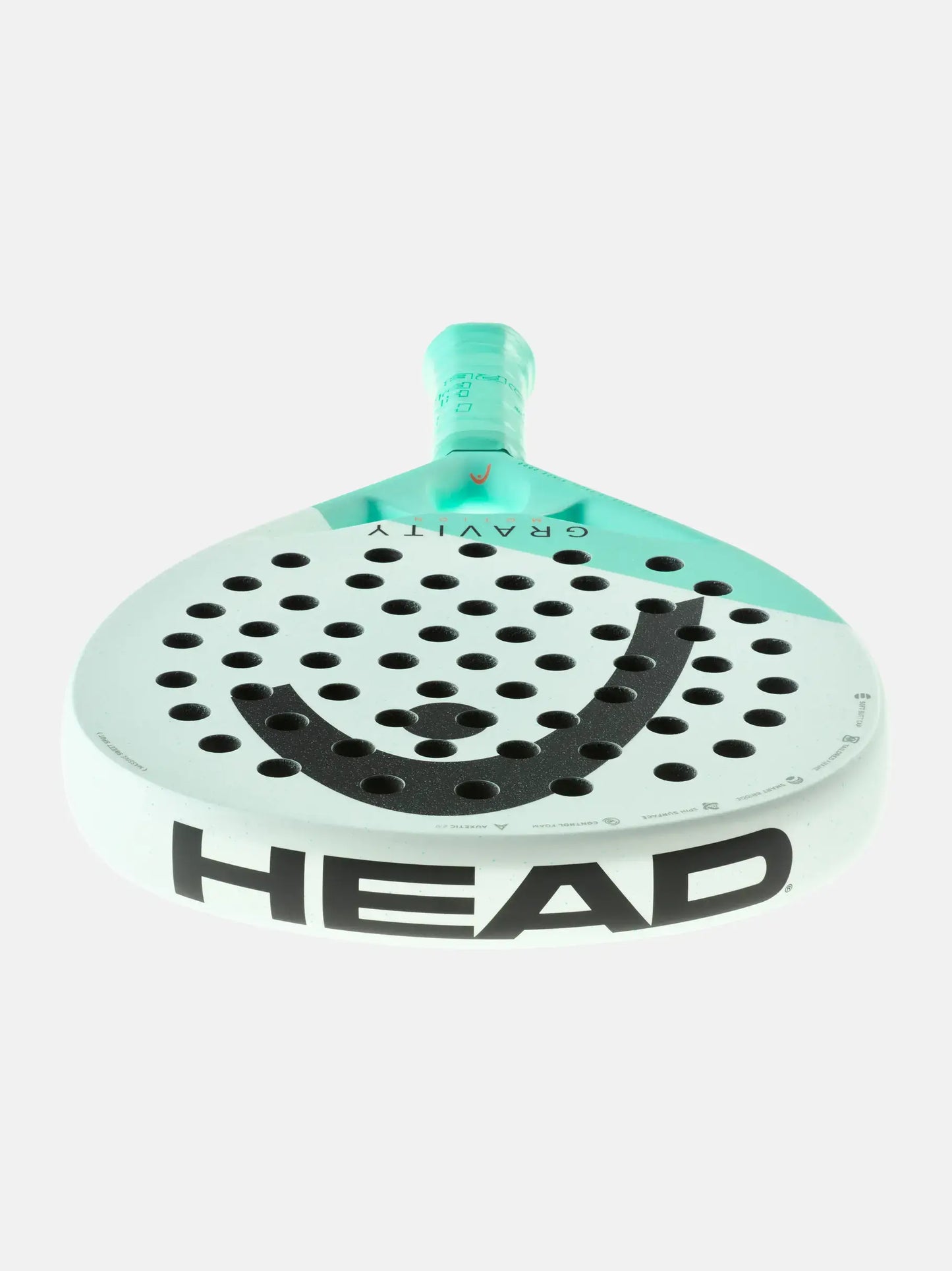 HEAD Gravity Motion Padel Racquet front view showcasing its lightweight design and innovative technology.