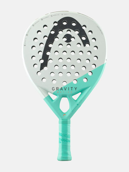 HEAD Gravity Motion Padel Racquet featuring innovative design and performance for advanced players.