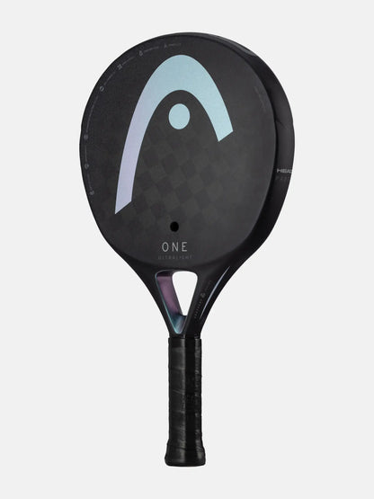 HEAD One Ultralight Padel Racquet featuring a sleek black design and lightweight construction.