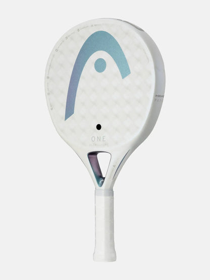 HEAD One Ultralight Padel Racquet with a sleek white design and lightweight build for easy maneuverability.