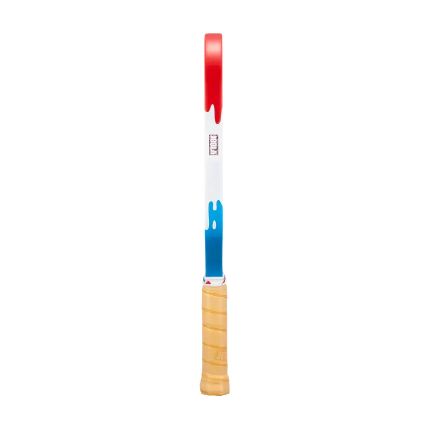 Joola Perseus Pro V Rally Rocket (Limited Edition) paddle with a colorful design featuring red, white, and blue.