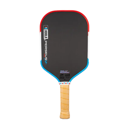 Joola Perseus Pro V Rally Rocket (Limited Edition) paddle with a colorful design and ergonomic handle.