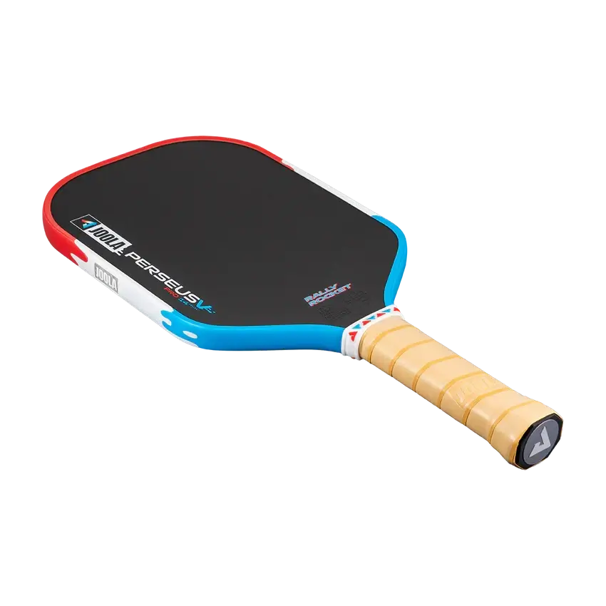 Joola Perseus Pro V Rally Rocket (Limited Edition) paddle featuring a sleek design and comfortable grip.