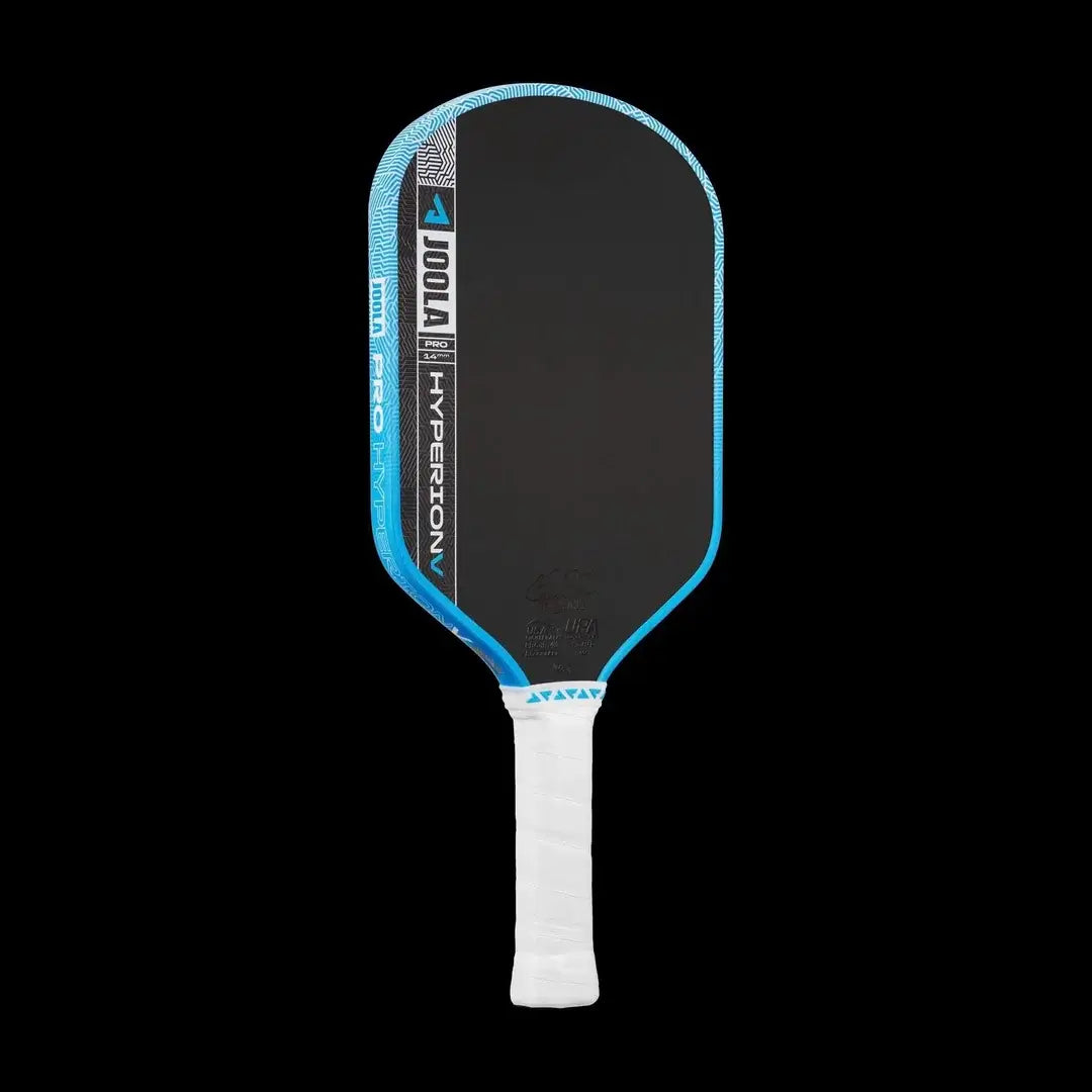 Joola Hyperion  Pro V Ben Johns Bolt Blue (Global) paddle on a black background.